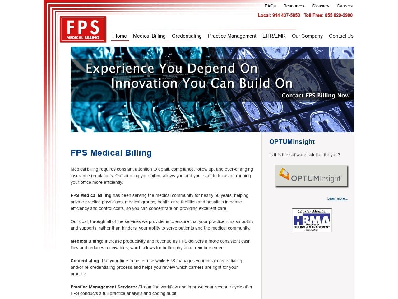 Faculty Practice Services Website Screenshot from fpsmedicalbilling.com