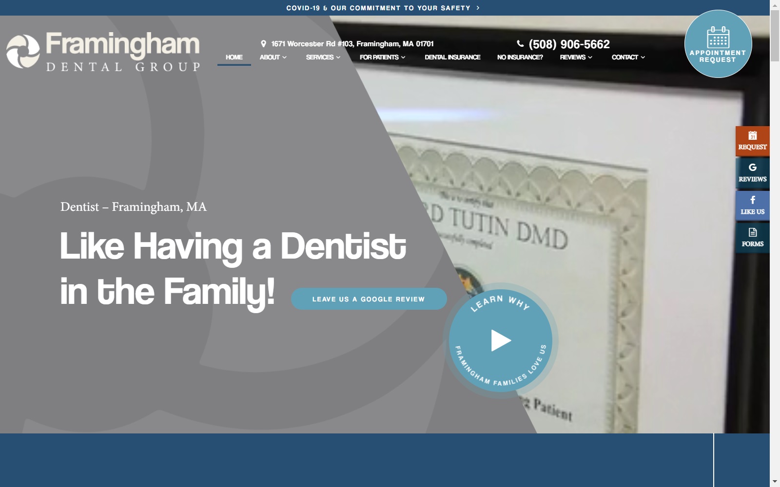 framinghamdentalgroup.com screenshot