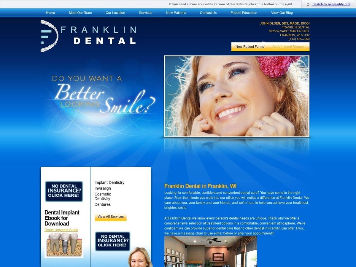 Franklin Dental Website Screenshot from franklindental.net