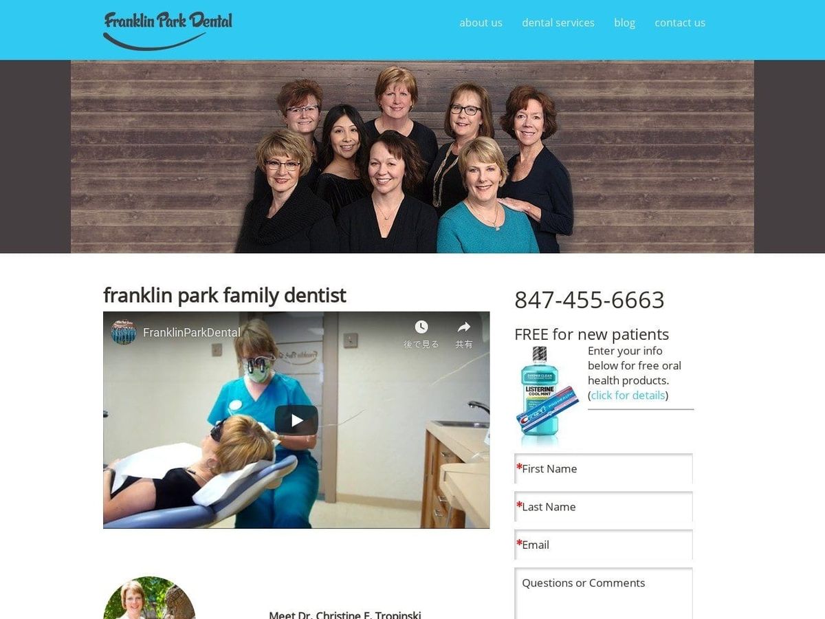 Franklin Park Dental Website Screenshot from franklinparkdental.com