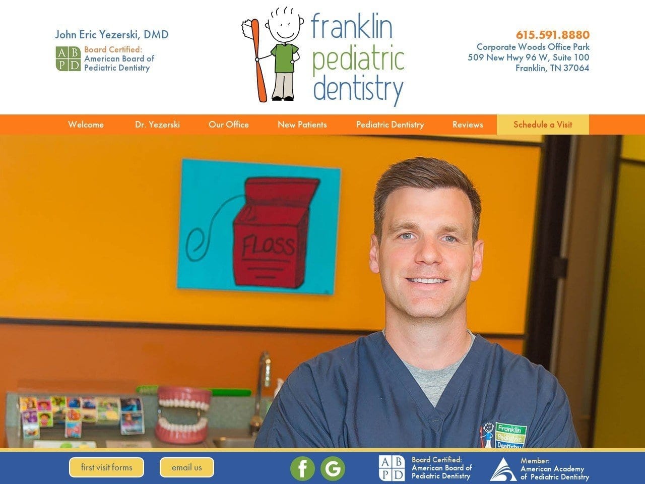 Franklin Pediatric Dentist Website Screenshot from franklinpediatricdentistry.com