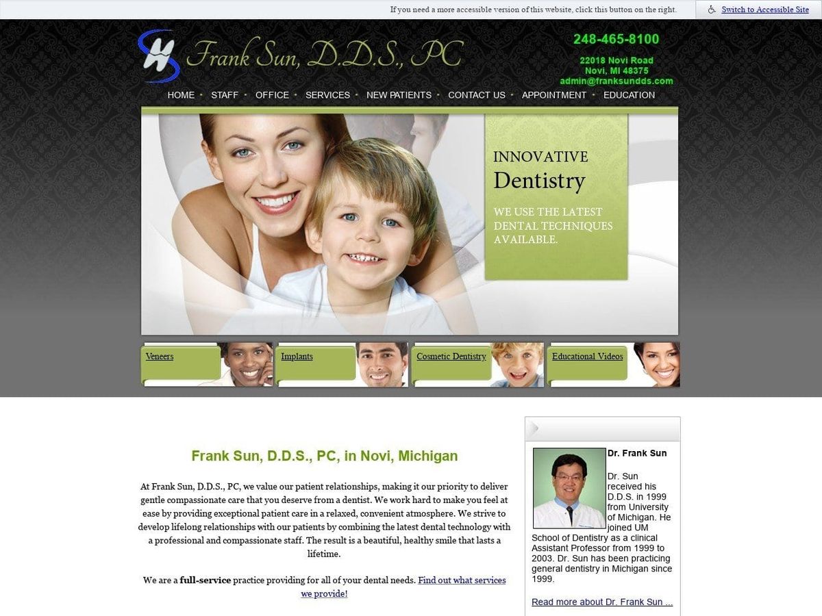 Dr. Frank Sun Website Screenshot from franksundds.com