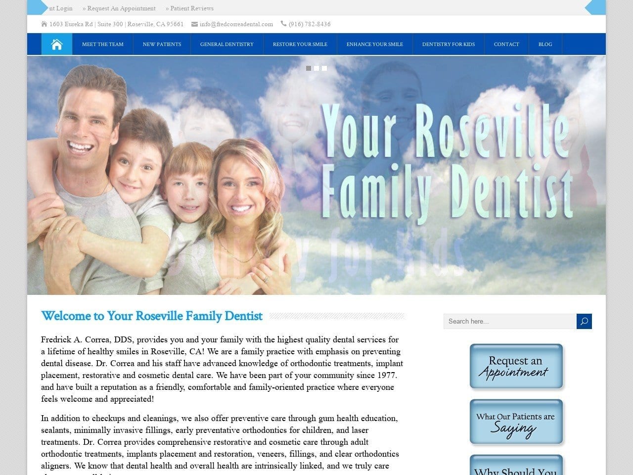 Fredrick A. Correa Website Screenshot from fredcorreadental.com