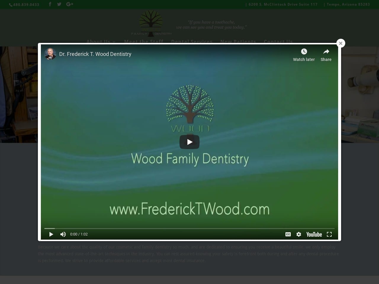 Dr. Frederick T. Wood DDS Website Screenshot from fredericktwood.com