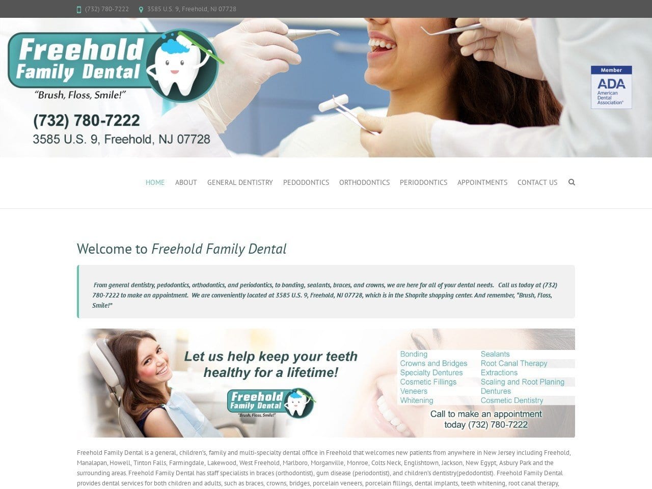 Freehold Dental Care Website Screenshot from freeholdfamilydental.com