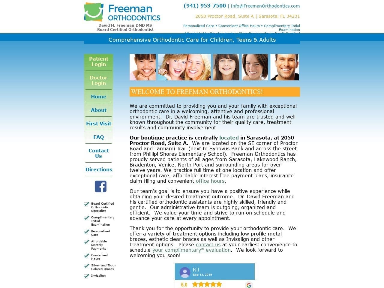 Freeman David DMD MS Website Screenshot from freemanorthodontics.com