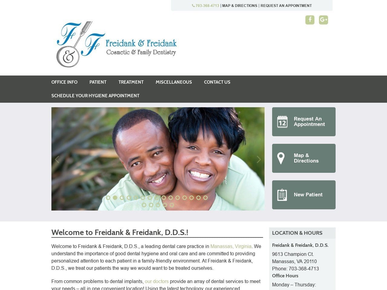 Freidank Dentist Website Screenshot from freidankdental.com