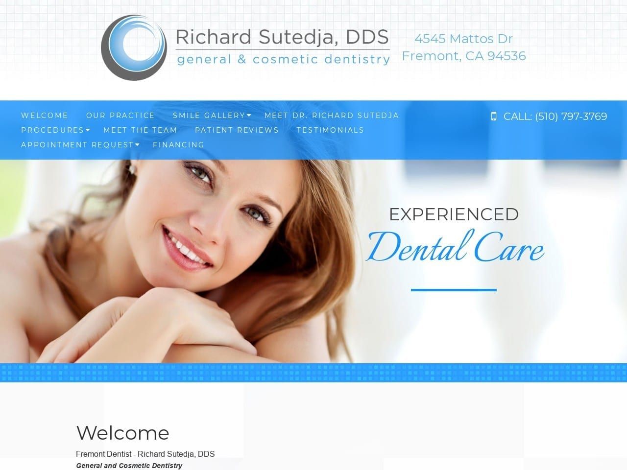 Richard Sutedja DDS Website Screenshot from fremontcaringdentist.com