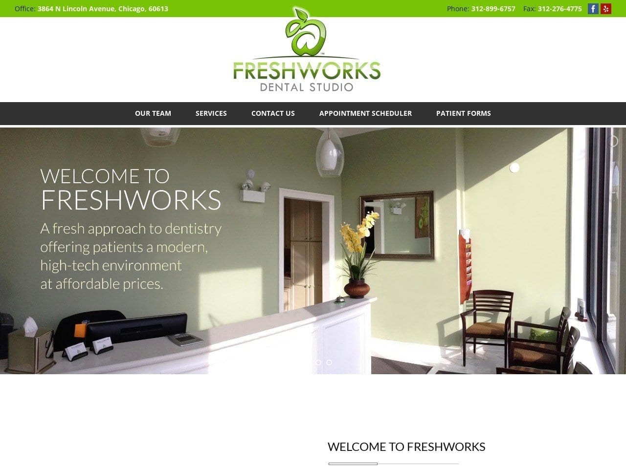 Freshworks Dental Studio Website Screenshot from freshworksdental.com