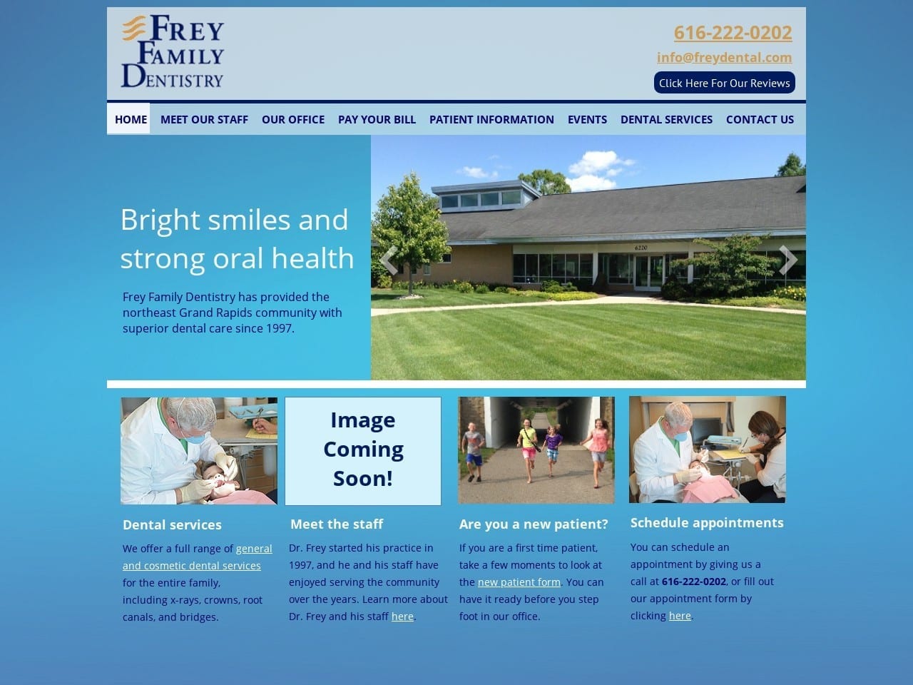 Frey Family Dentist Website Screenshot from freydental.com