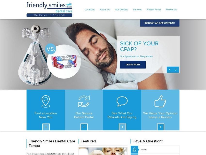 Friendly Smiles Dental Care Website Screenshot from friendlysmilesdentalcare.com