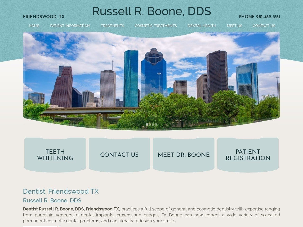 Dr. Russell R Boone DDS Website Screenshot from friendswooddentist.com