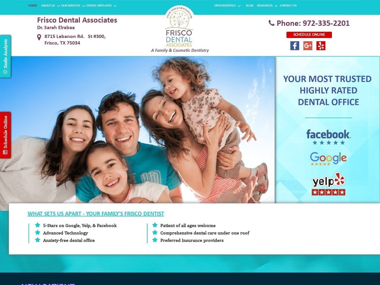 Frisco Dental Associates Website Screenshot from friscodental.com