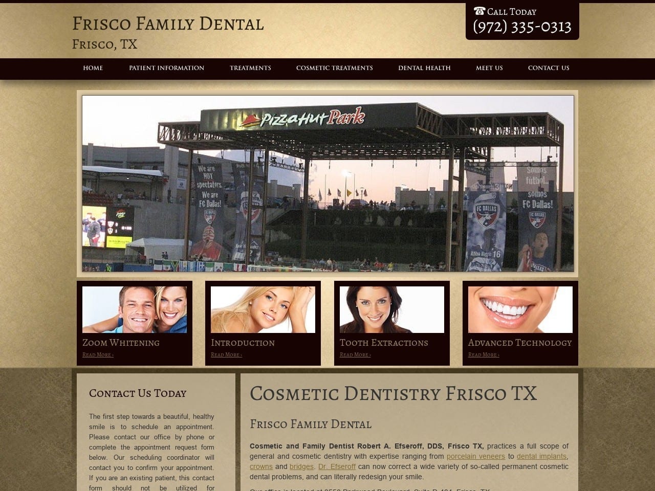 Frisco Family Dental Website Screenshot from friscofamilydental.com