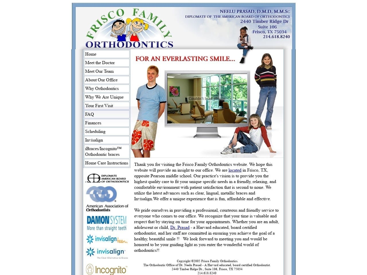 Frisco Family Orthodontics Website Screenshot from friscofamilyorthodontics.com