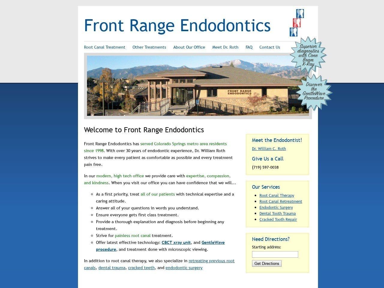 Front Range Endodontics Website Screenshot from frontrangeendo.com