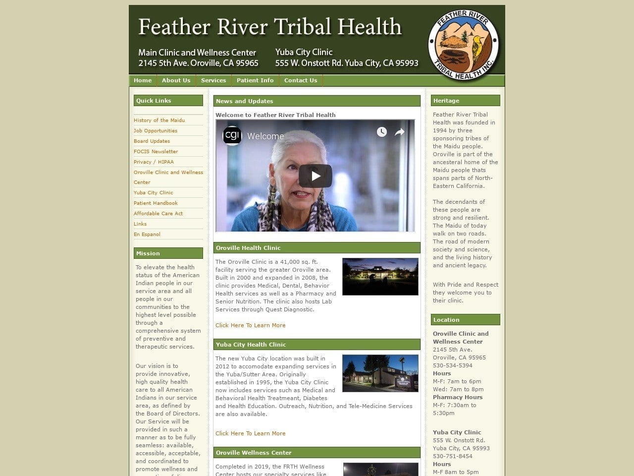 Feather River Tribal Health Website Screenshot from frth.org