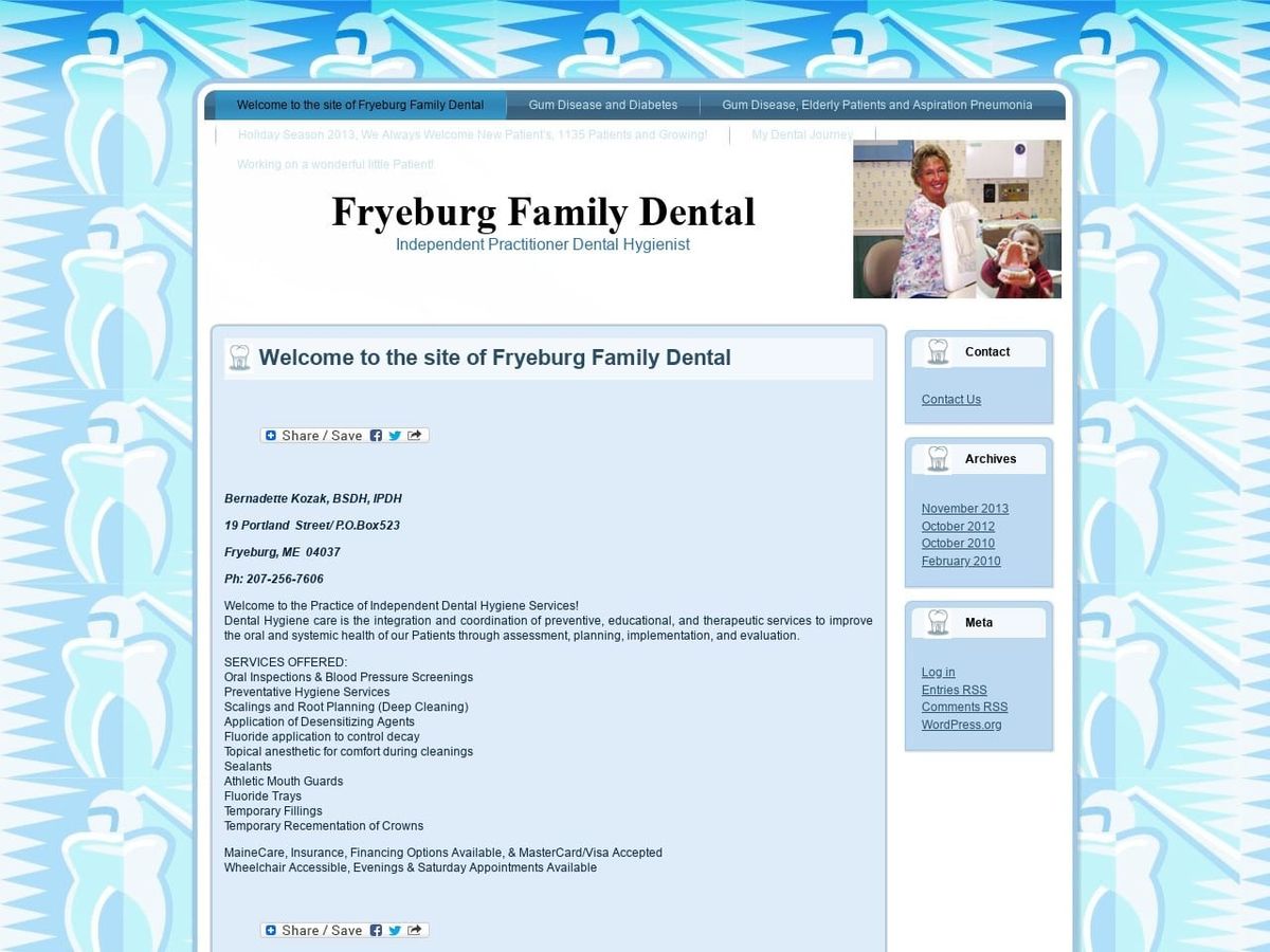 Fryeburg Family Dental Website Screenshot from fryeburgfamilydental.com