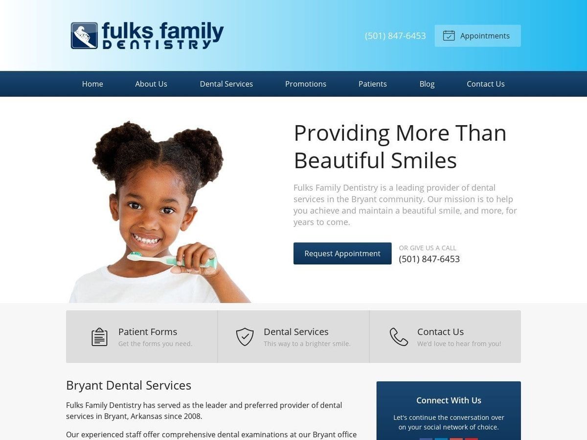 Fulks Family Dentistry Website Screenshot from fulksfamilydentistry.com
