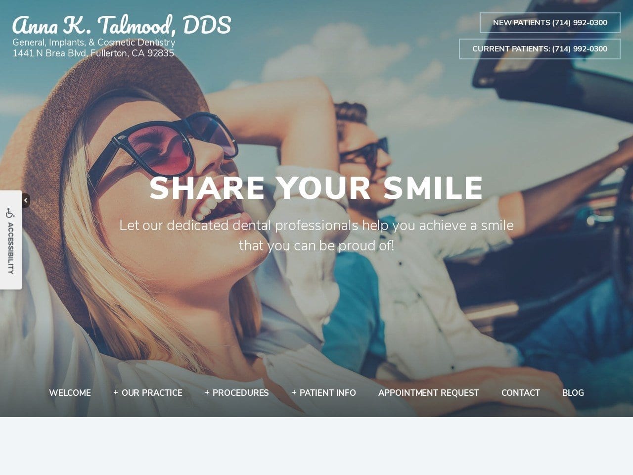 Anna Talmood DDS Website Screenshot from fullertondentistry.com