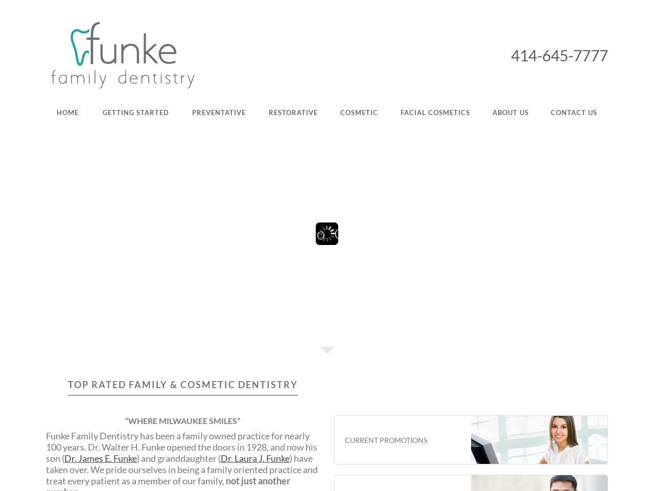 Funke Family Dentist Website Screenshot from funkefamilydentistry.com