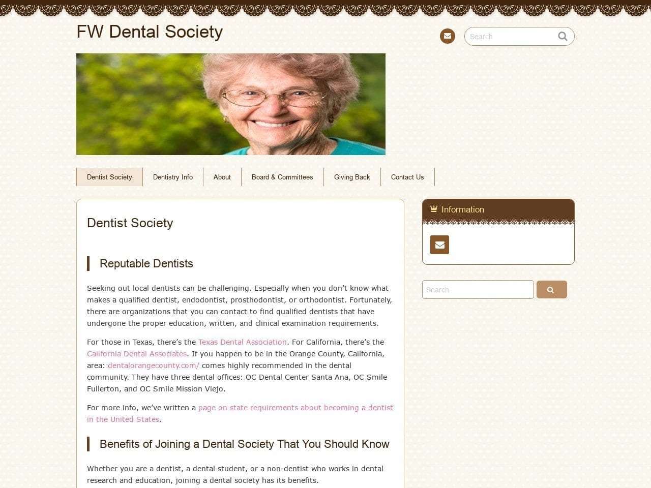 Ft Worth District Dental Society Website Screenshot from fwdistrictdentalsociety.org