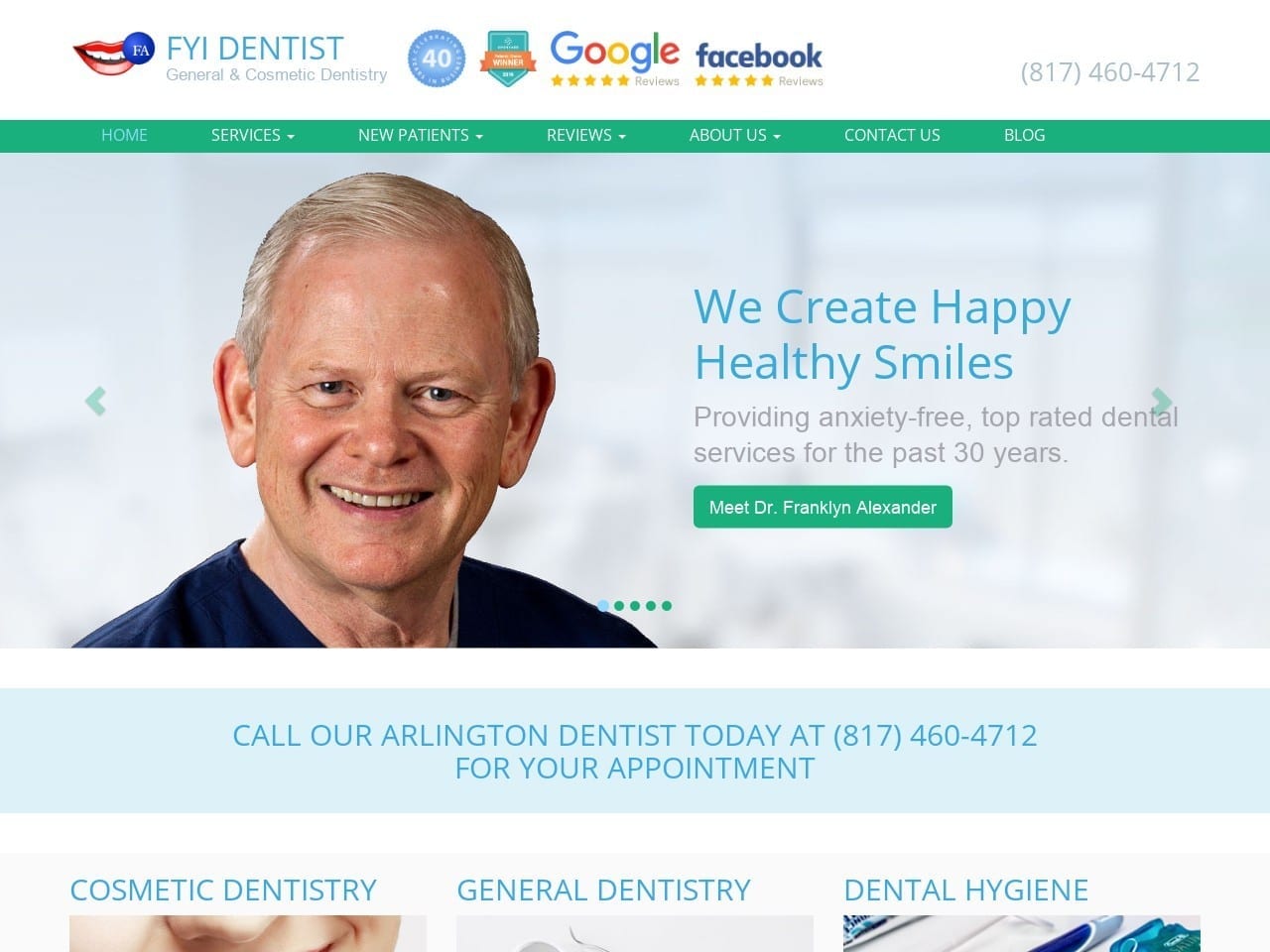 Franklyn Alexander DDS PA Website Screenshot from fyidentist.com