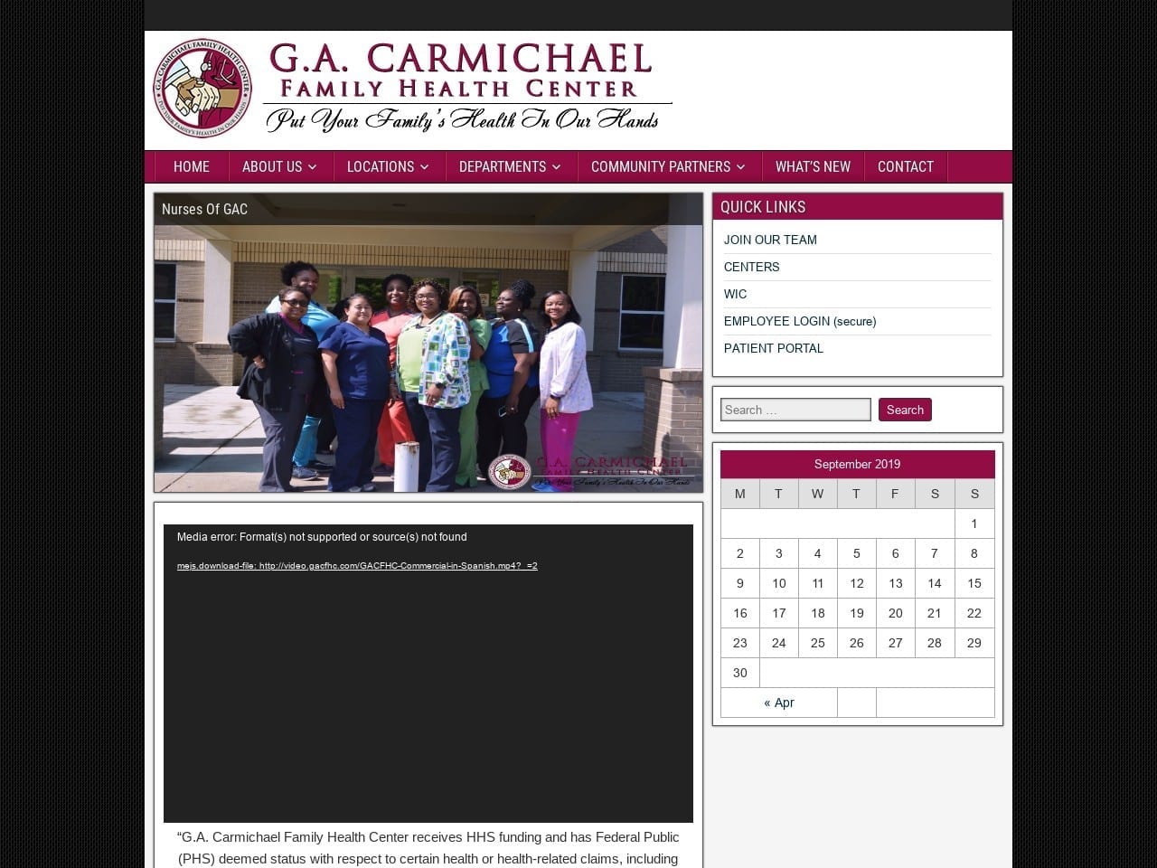 G A Carmichael Family Health Website Screenshot from gacfhc.org