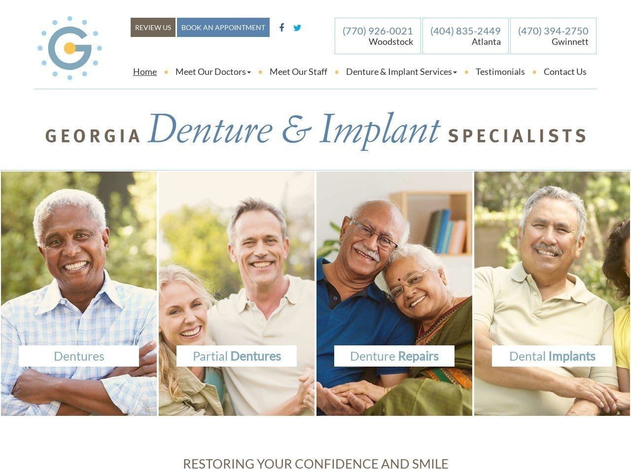 Denture Repairs Website Screenshot from gadentures.com