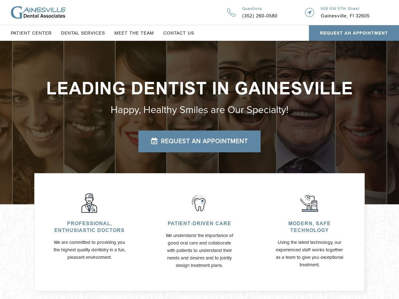 Gainesville Dental Team Website Screenshot from gainesvilledentalteam.com