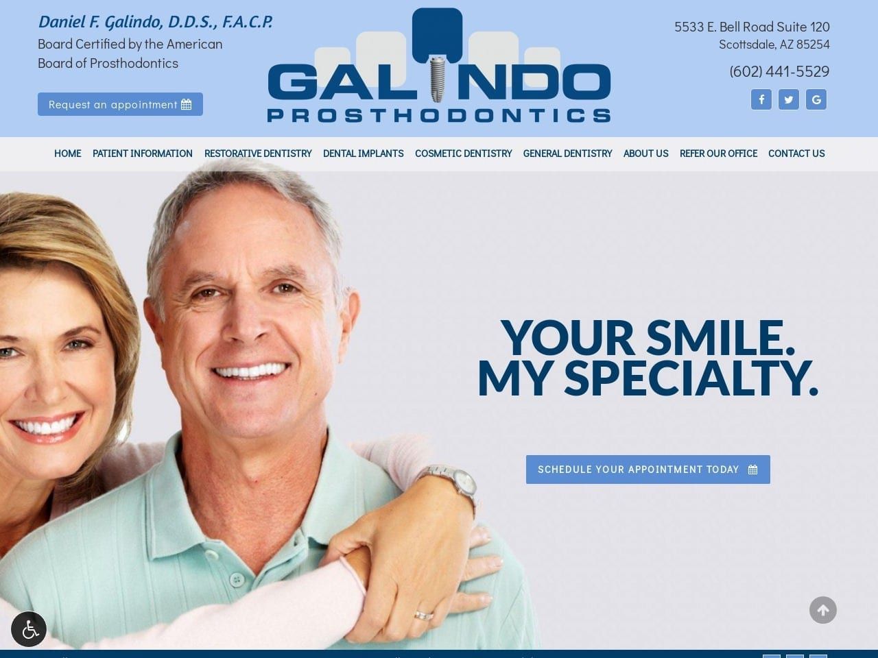 Daniel F. Galindo D.D.S. P.C. Website Screenshot from galindoprosthodontics.com