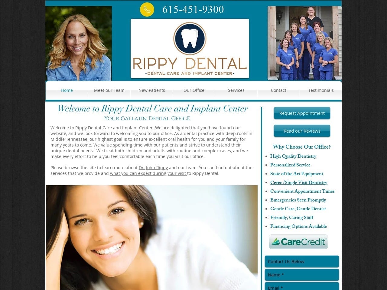 Rippy Family Dentist Website Screenshot from gallatinfamilydentist.com