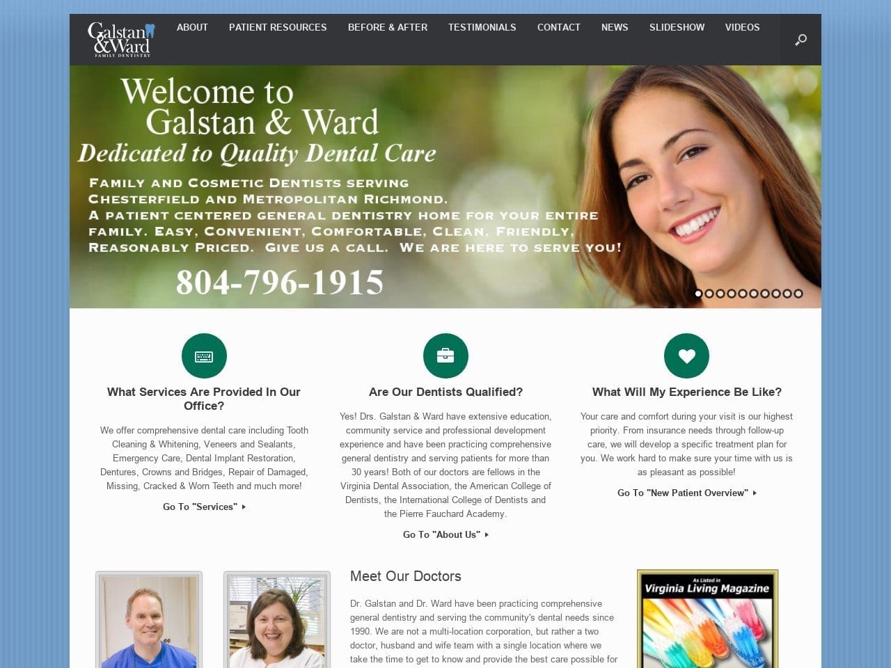 Galstan Dentist Website Screenshot from galstanward.com