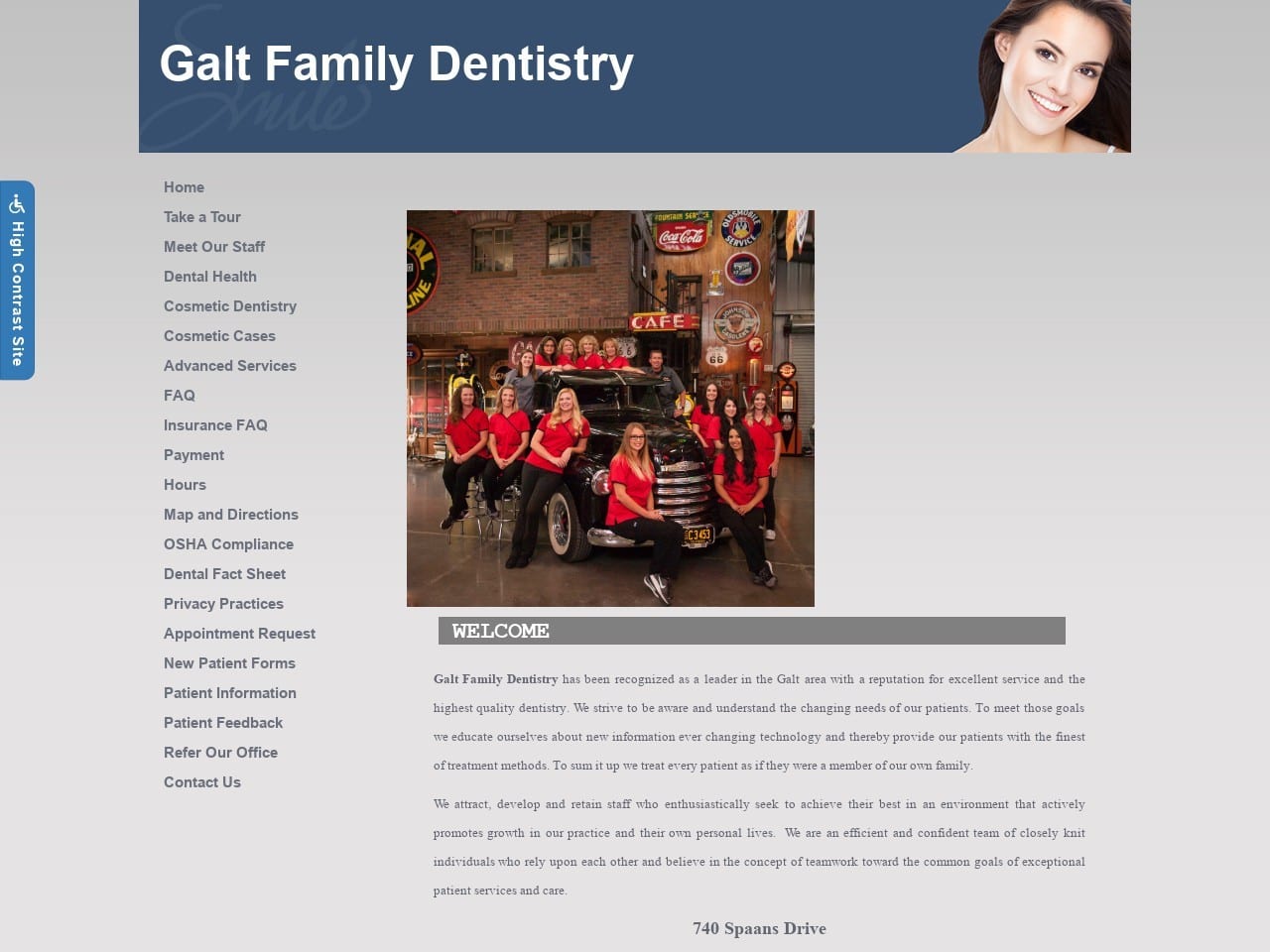 Galt Family Dentist Website Screenshot from galtsmiles.com