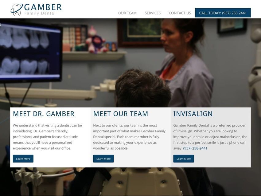 Gamber Family Dental Website Screenshot from gamberfamilydental.com