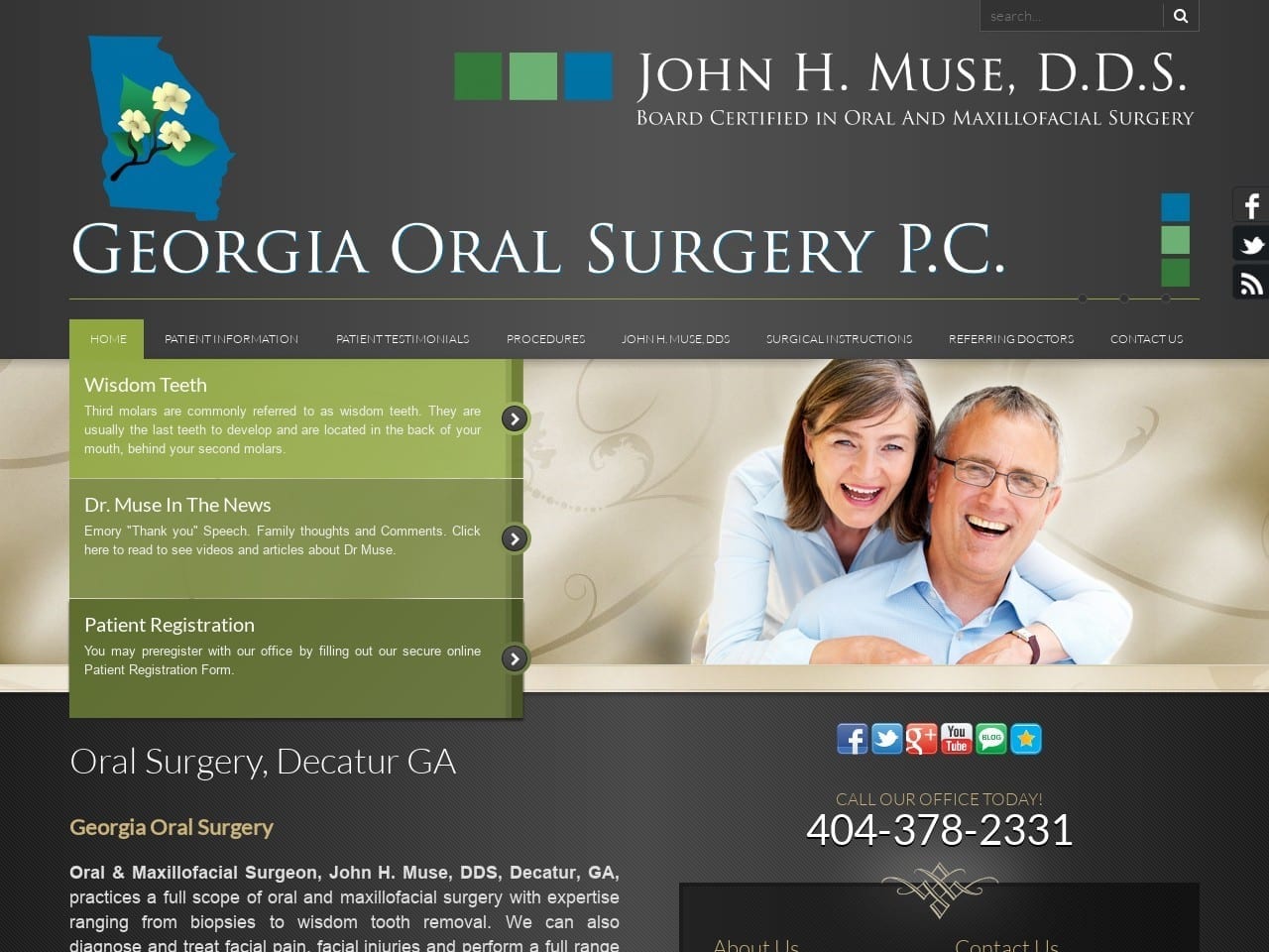 Dr. John H. Muse DDS Website Screenshot from gaoralsurgery.com