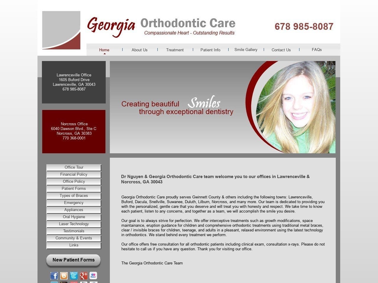 Georgia Orthodontic Care Website Screenshot from gaorthocare.com