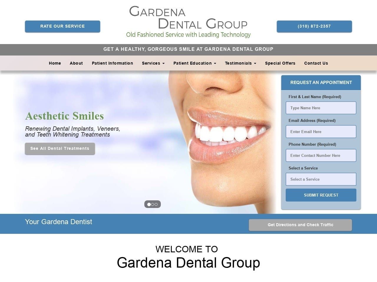 Gardena Dental Group Website Screenshot from gardenadentalgroup.com