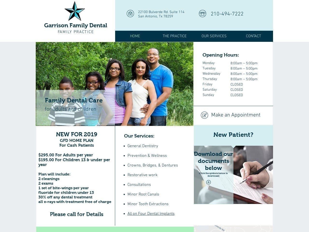 Garrison Family Dental Website Screenshot from garrisonfamilydental.com