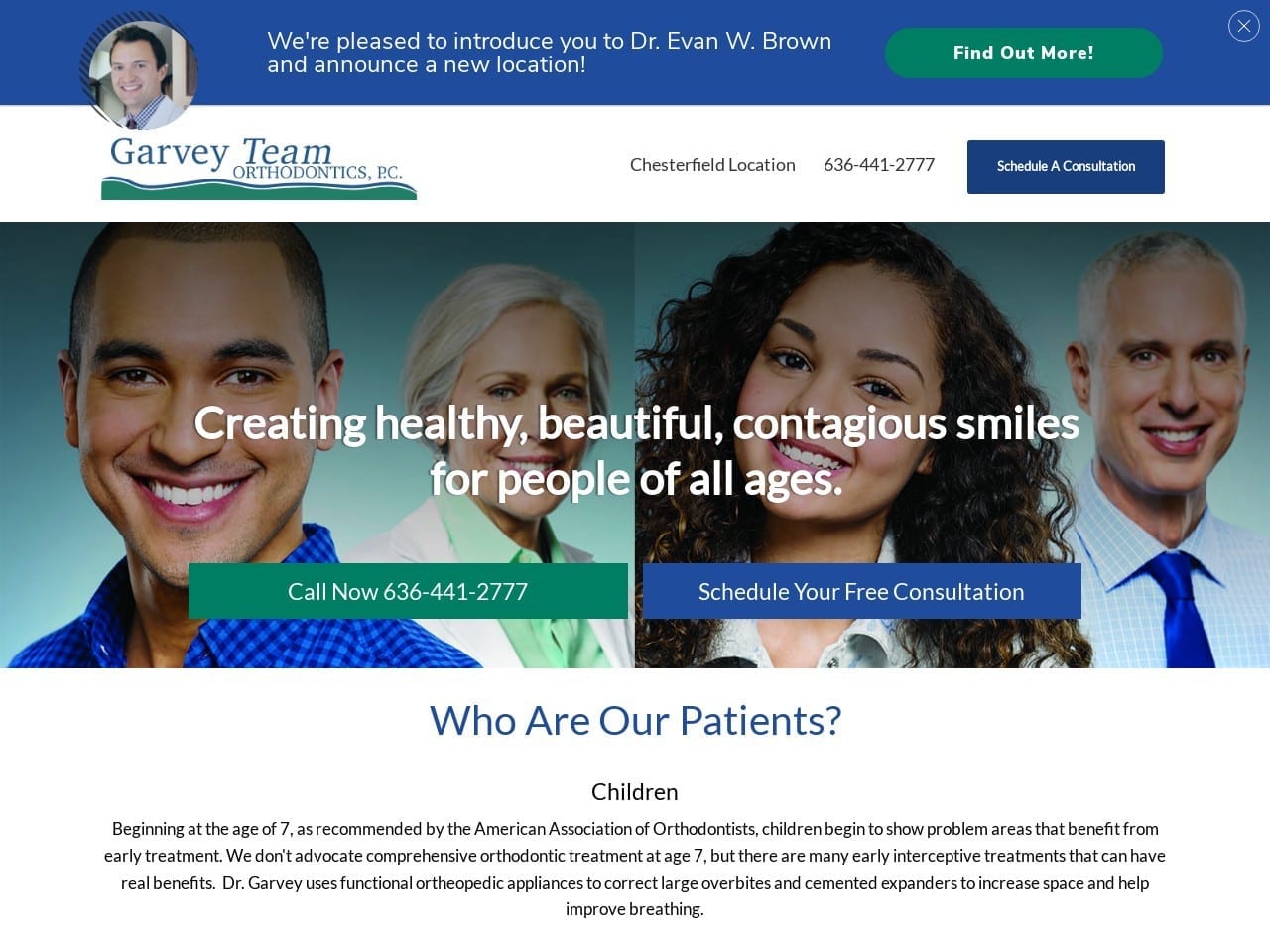 Garvey Team Orthodontics Website Screenshot from garveyteam.com