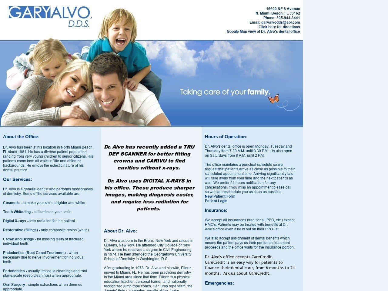 Gary Alvo DDS Website Screenshot from garyalvodds.com