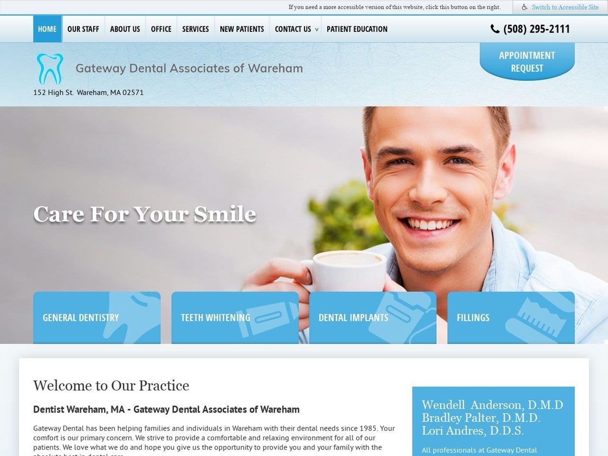 Gateway Dental Associates of Wareham Website Screenshot from gatewaydentalofwareham.com