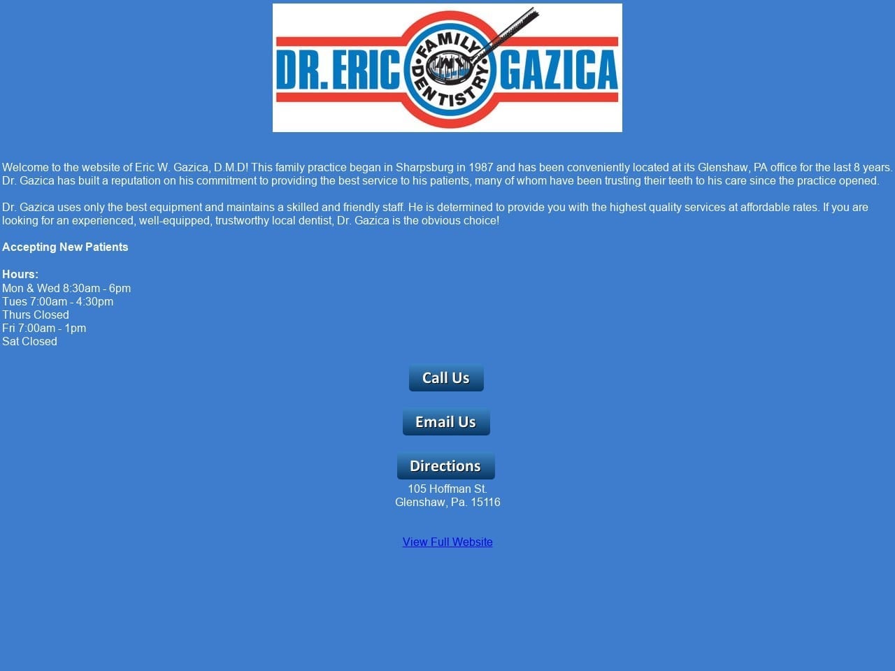 Dr. Eric Gazica Family Dentist Website Screenshot from gazicadental.com