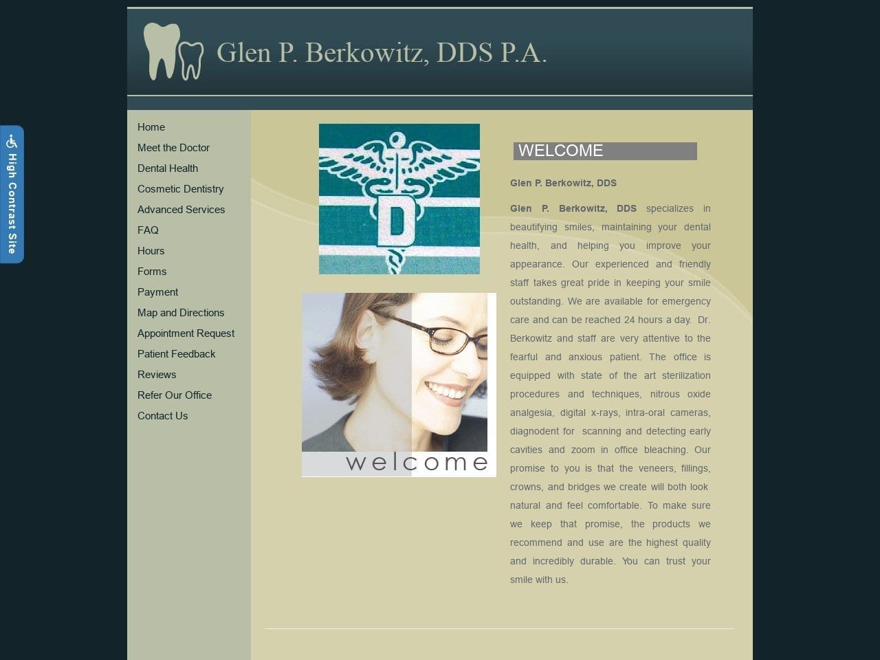 Glen Berkowitz DDS Website Screenshot from gberkowitzdds.com