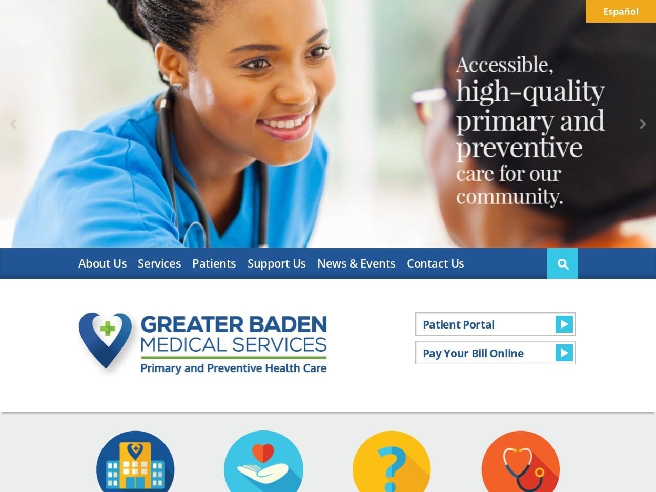 Greater Baden Medical Services Website Screenshot from gbms.org