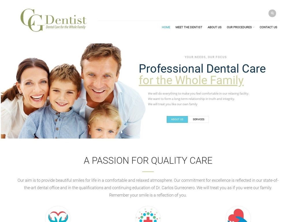 Carlos J. Gurreonero D.M.D. P.A. Website Screenshot from gcdentist.com