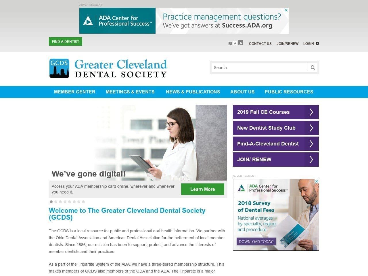 Greater Cleveland Dental Website Screenshot from gcds.org