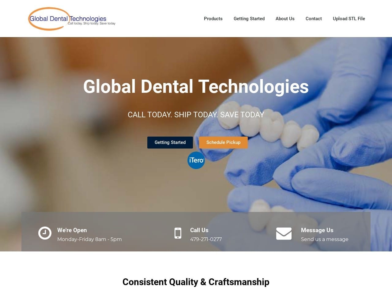 Global Dental Technology Website Screenshot from gdtlab.com