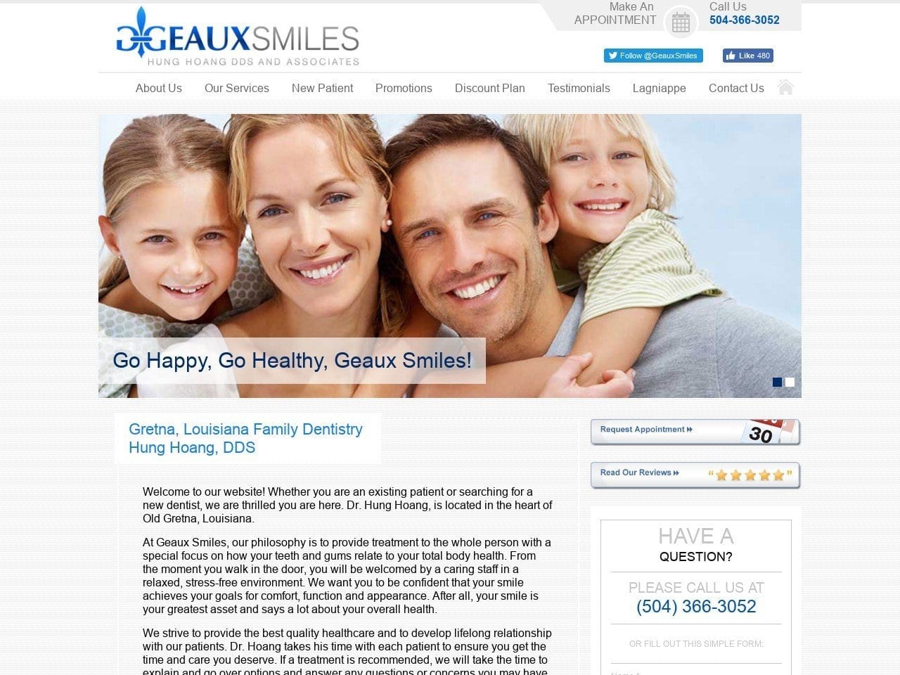 Geaux Smiles Website Screenshot from geauxsmiles.com