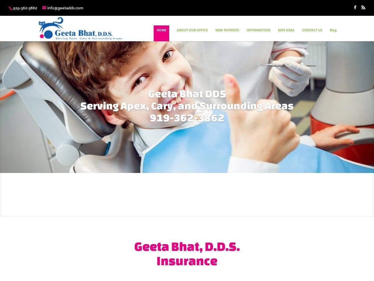 Dr. Geeta Bhat DDS Website Screenshot from geetadds.com